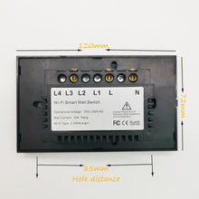 Load image into Gallery viewer, Wifi Smart Light Switch Glass Screen Touch Panel Voice Control Wireless Wall work with Alexa Echo Google Home 1/2/3-Gang
