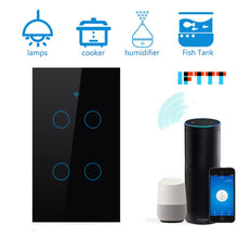 Load image into Gallery viewer, Wifi Smart Light Switch Glass Screen Touch Panel Voice Control Wireless Wall work with Alexa Echo Google Home 1/2/3-Gang