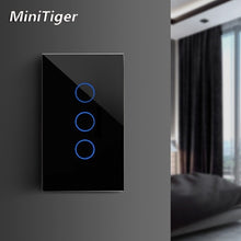 Load image into Gallery viewer, MiniTiger EU/US/UK/AU Standard Smart Home LED Light Touch Switch for LED Bulb Wall Touch Switch 1/2/3 Gang 1 Way Crystal Glass