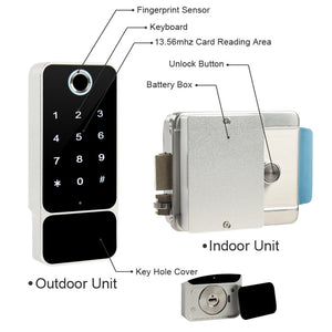 Fingerprint Door Lock Waterproof Outdoor Gate Bluetooth TT Lock Wifi Passcode IC Card Keyless Enter Electronic Lock W5