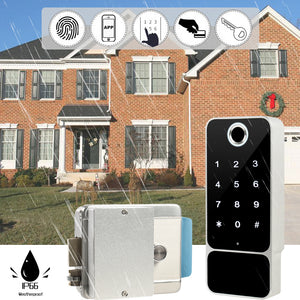 Fingerprint Door Lock Waterproof Outdoor Gate Bluetooth TT Lock Wifi Passcode IC Card Keyless Enter Electronic Lock W5